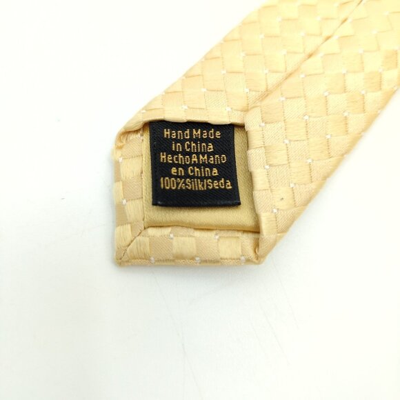 Donald J. Trump Signature Collection Silk Tie Metallic Yellow Checkered - Picture 6 of 7